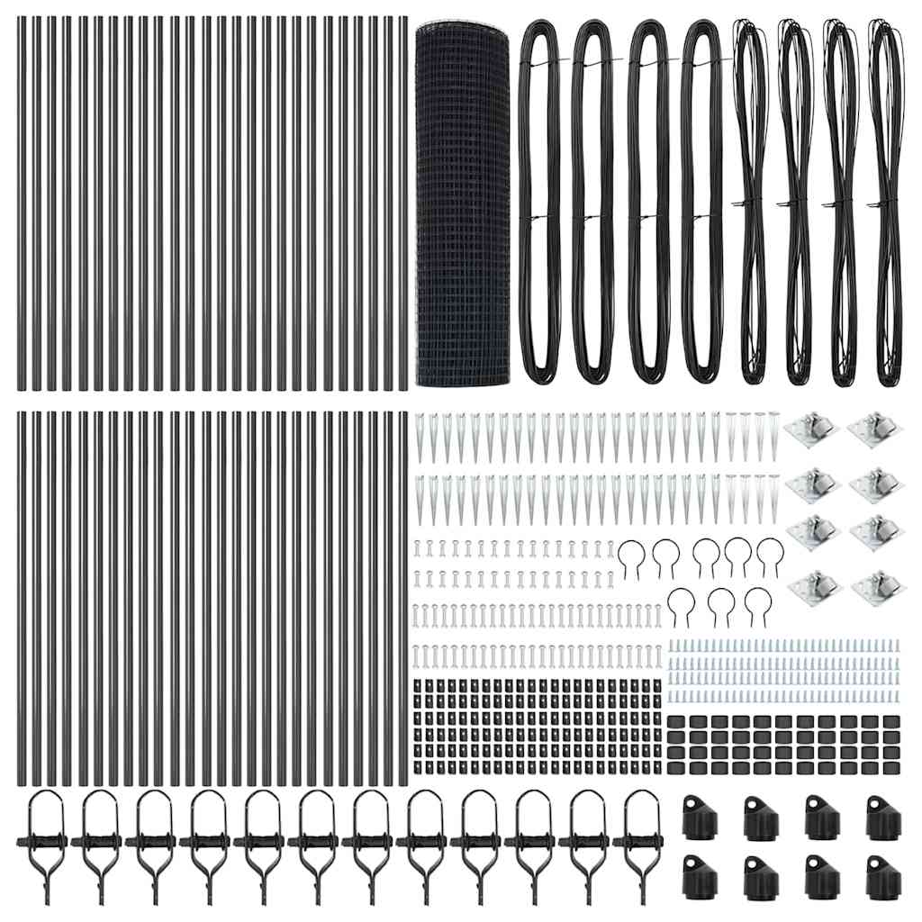 Fence Post Grey 100 x 0.5 m (25 x 25 mm mesh) Steel and PVC