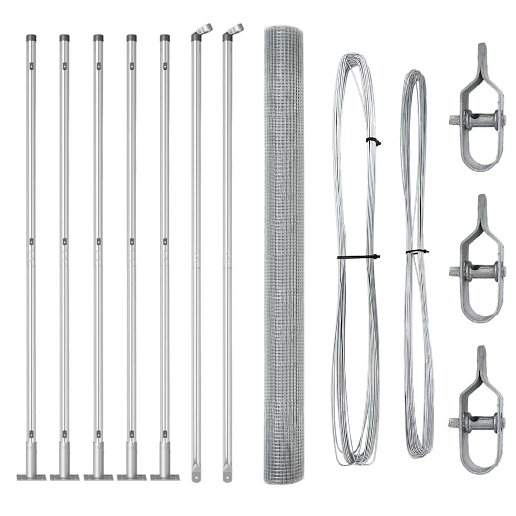 Fence Post Silver 10 x 1.5 m (16 x 16 mm mesh) Steel