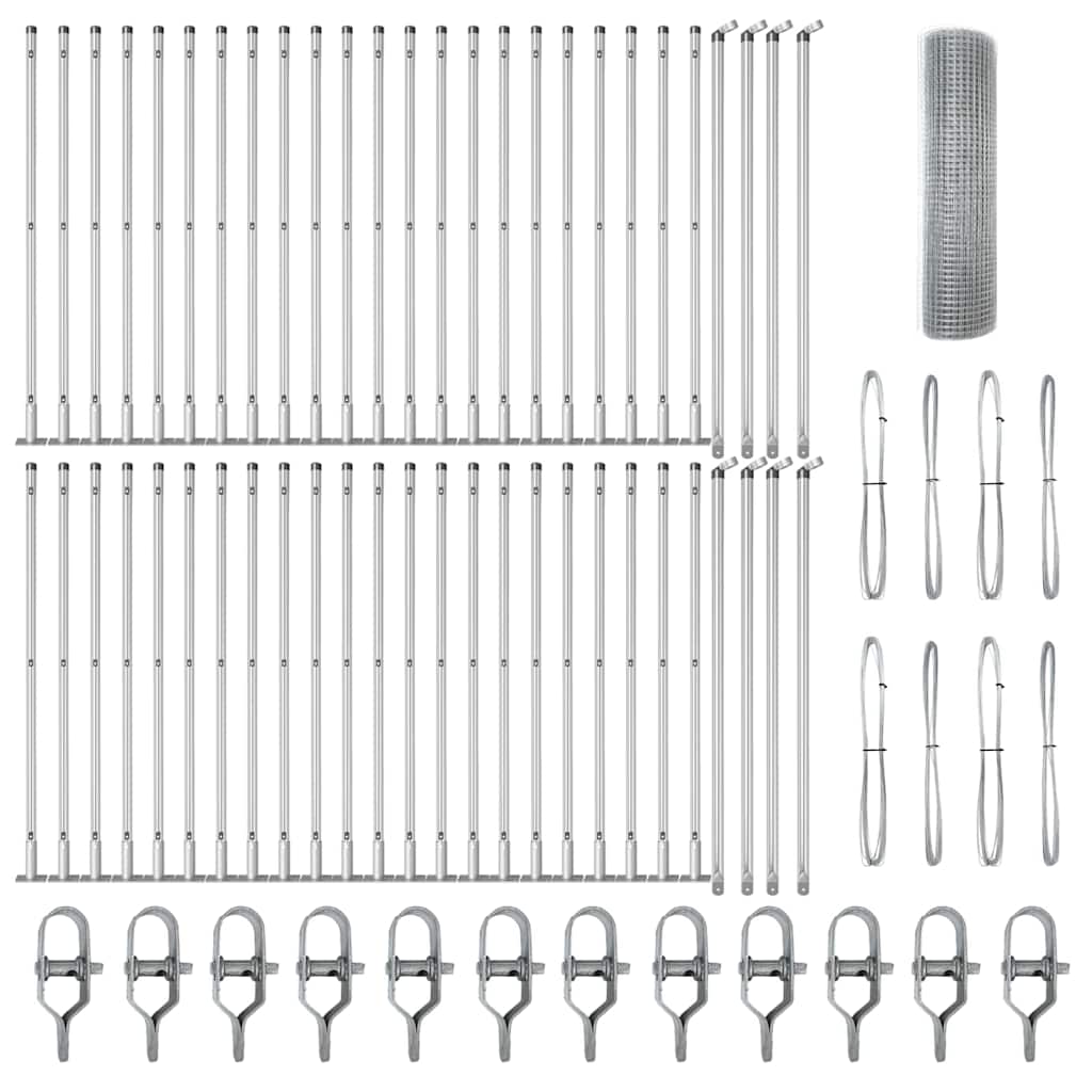 Fence Post Silver 100 x 0.5 m (12 x 12 mm mesh) Steel