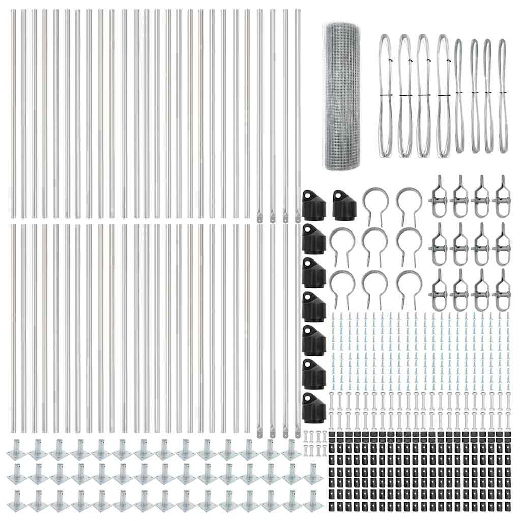 Fence Post Silver 100 x 0.8 m (16 x 16 mm mesh) Steel