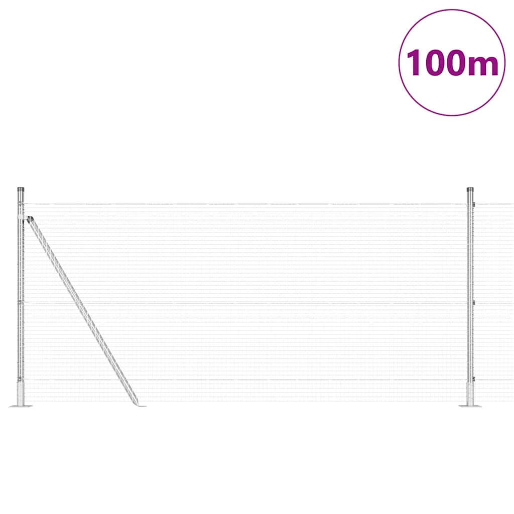 Fence Post Silver 100 x 0.8 m (16 x 16 mm mesh) Steel