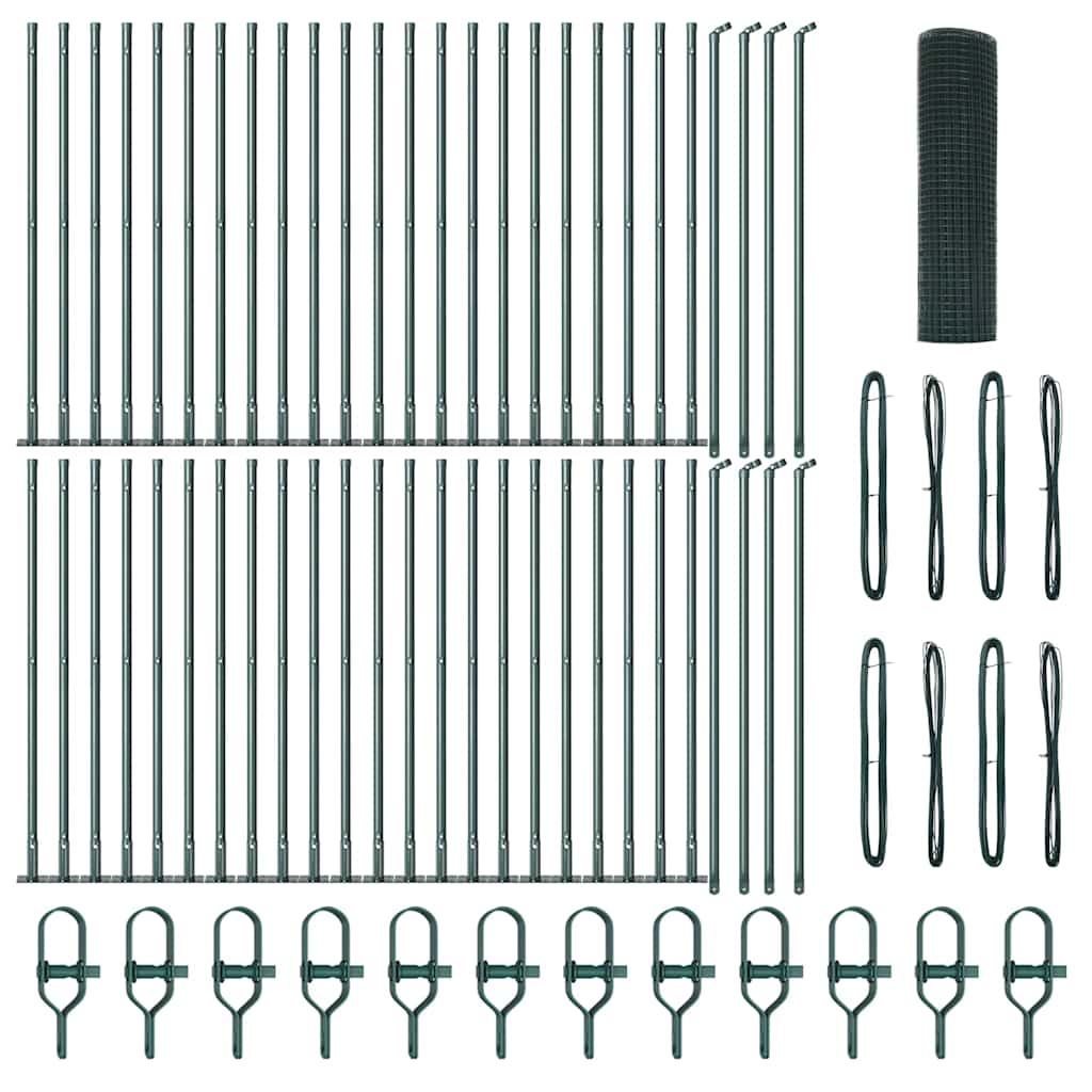 Fence Post Green 100 x 1 m (16 x 16 mm mesh) Steel and PVC