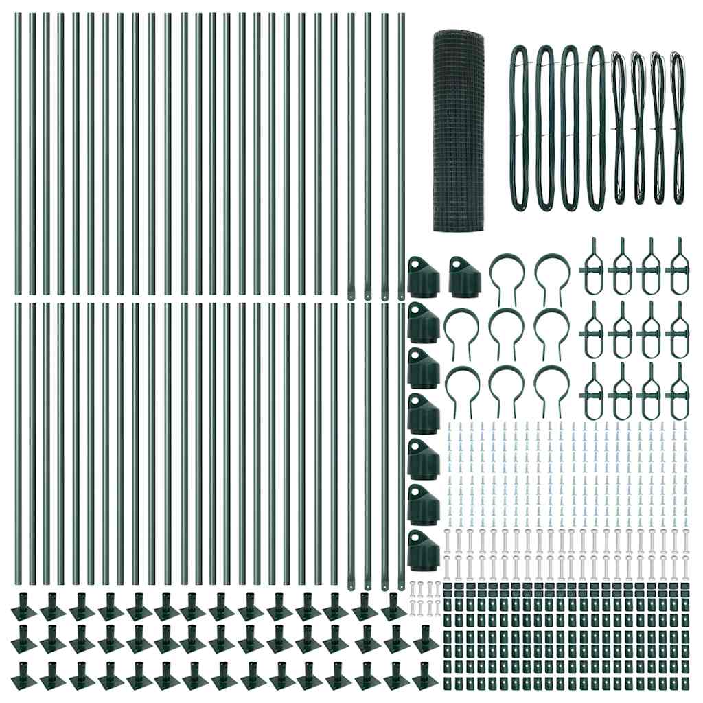 Fence Post Green 100 x 1 m (16 x 16 mm mesh) Steel and PVC