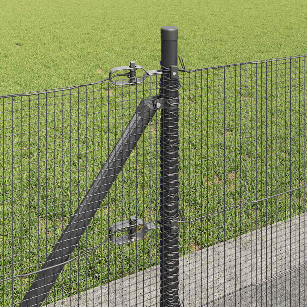 Fence Post Grey 10 x 0.4 m (12 x 12 mm mesh) Steel and PVC