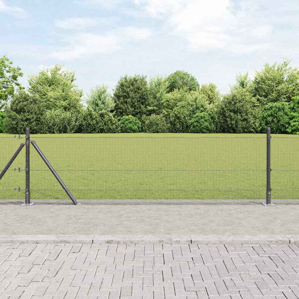 Fence Post Grey 10 x 0.4 m (12 x 12 mm mesh) Steel and PVC