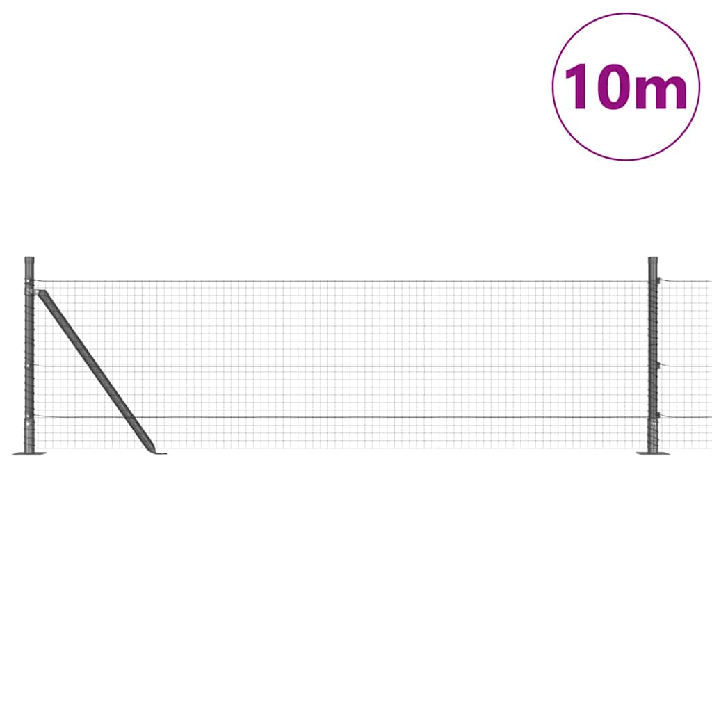 Fence Post Grey 10 x 0.6 m (25 x 25 mm mesh) Steel and PVC