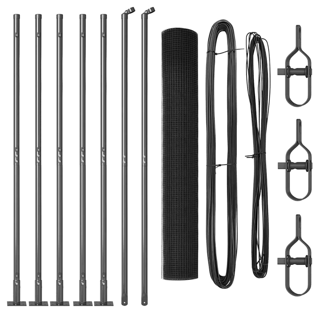 Fence Post Grey 10 x 0.8 m (12 x 12 mm mesh) Steel and PVC