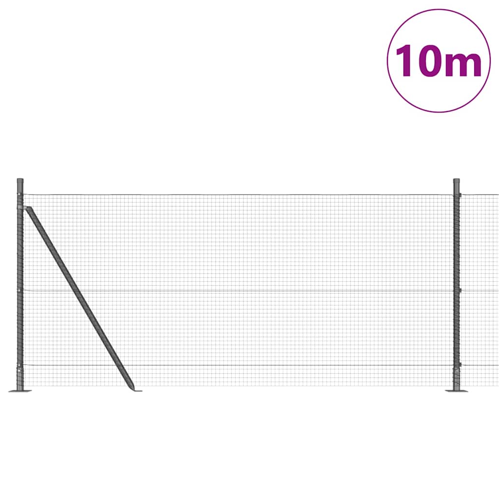 Fence Post Grey 10 x 0.8 m (19 x 19 mm mesh) Steel and PVC