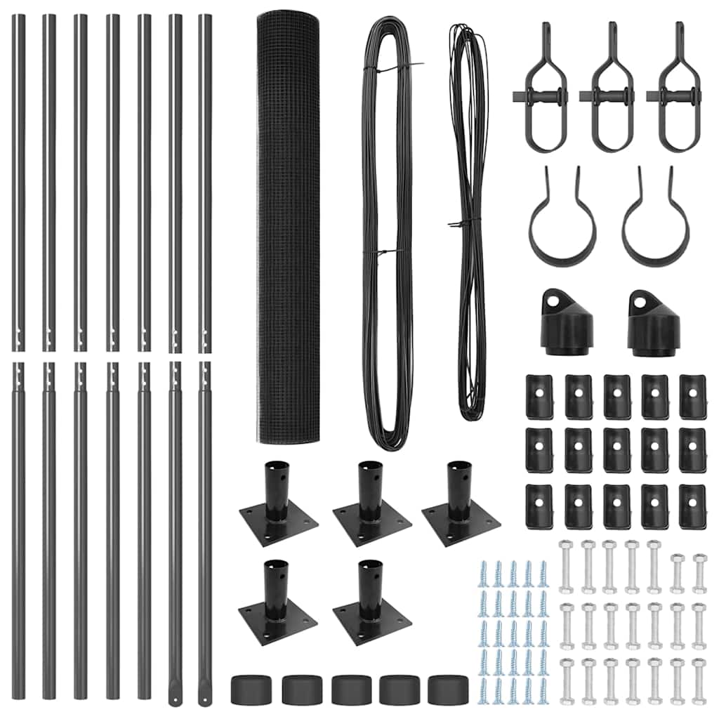 Fence Post Grey 10 x 1.2 m (25 x 25 mm mesh) Steel and PVC
