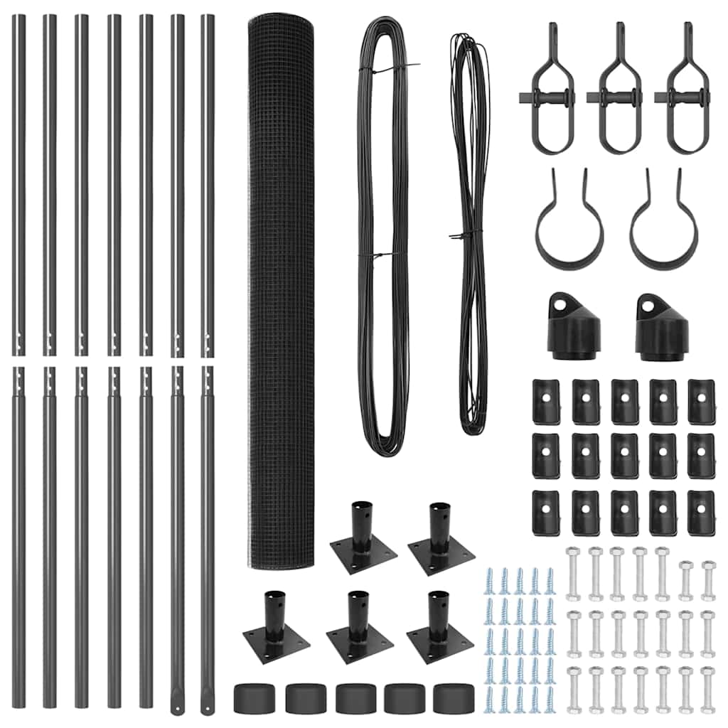 Fence Post Grey 10 x 1.6 m (12 x 12 mm mesh) Steel and PVC