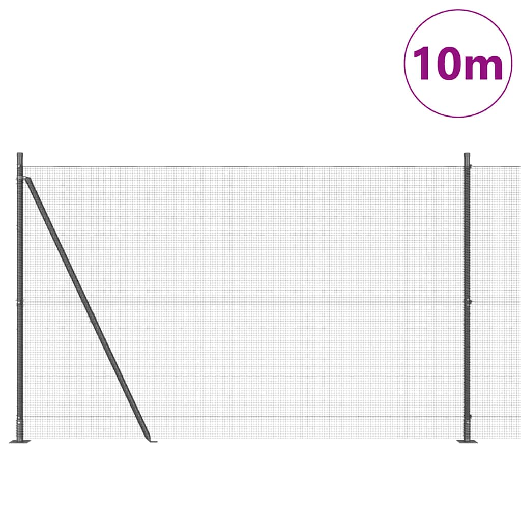 Fence Post Grey 10 x 1.6 m (12 x 12 mm mesh) Steel and PVC