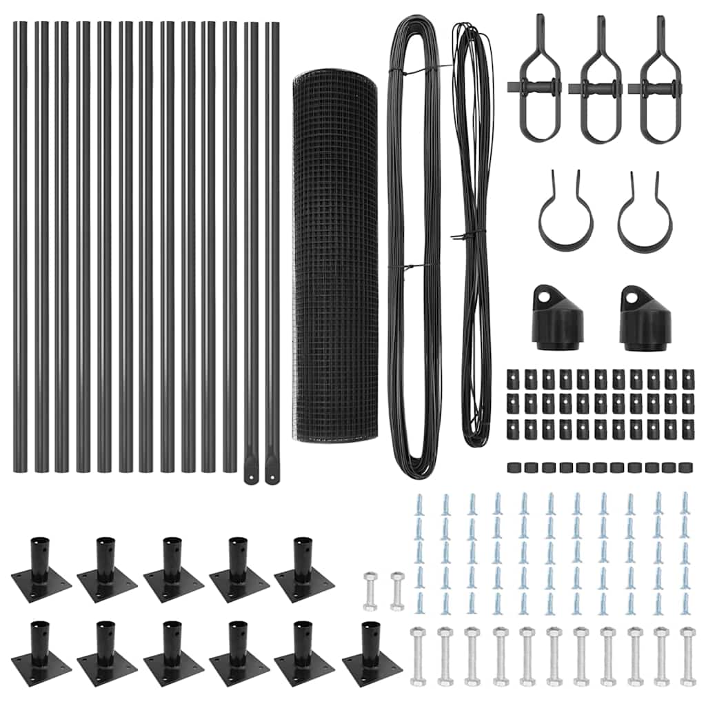 Fence Post Grey 25 x 0.6 m (16 x 16 mm mesh) Steel and PVC