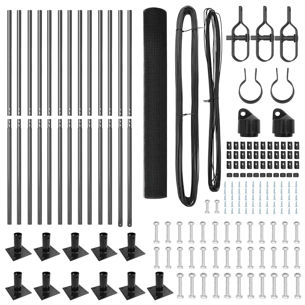 Fence Post Grey 25 x 1.2 m (25 x 25 mm mesh) Steel and PVC