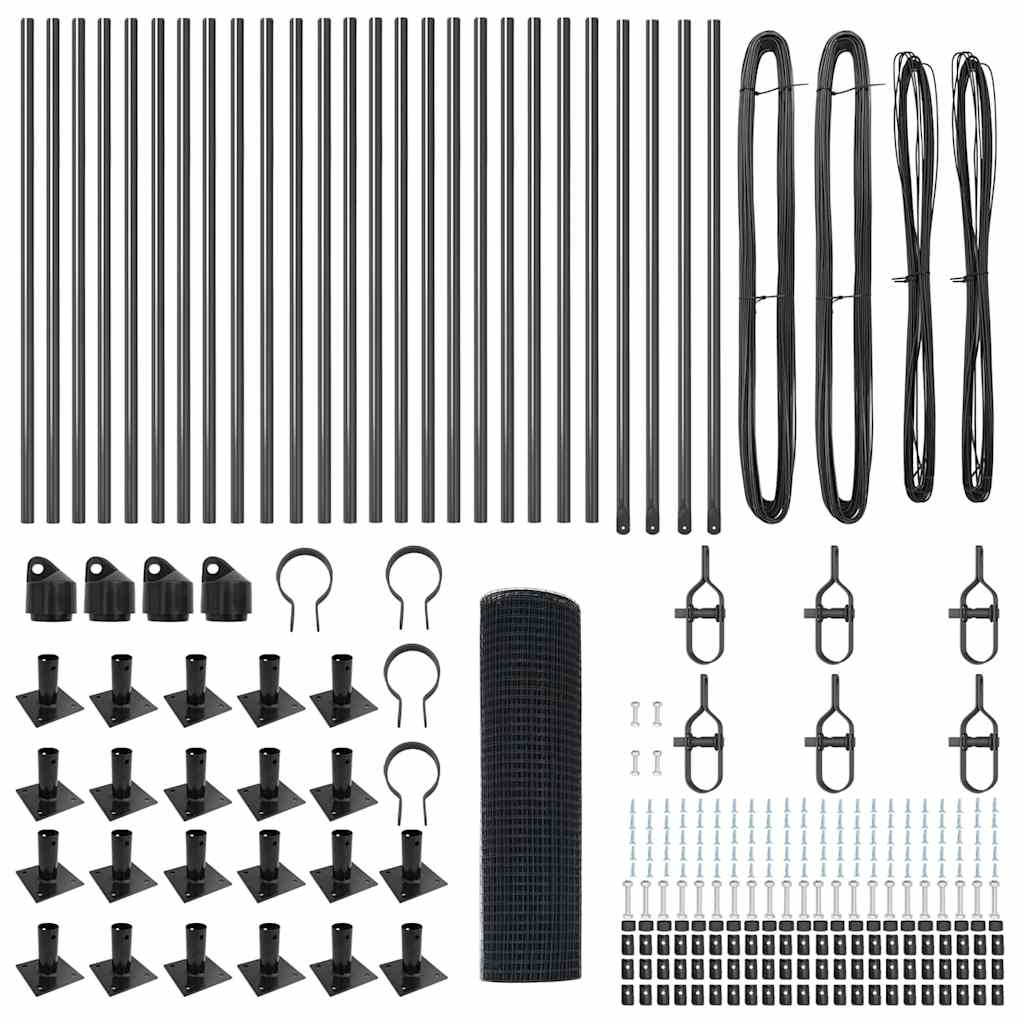 Fence Post Grey 50 x 1 m (12 x 12 mm mesh) Steel and PVC