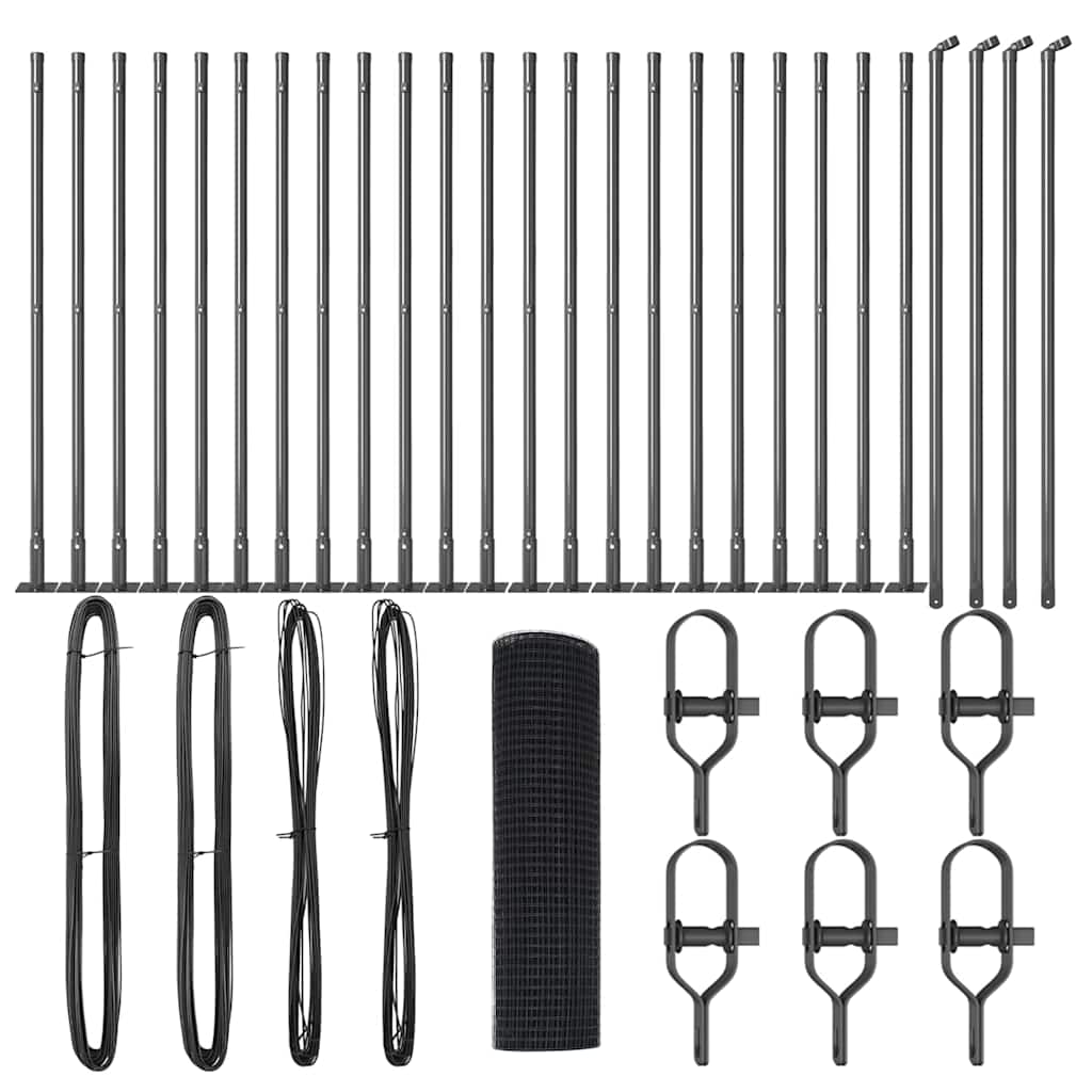 Fence Post Grey 50 x 1 m (19 x 19 mm mesh) Steel and PVC