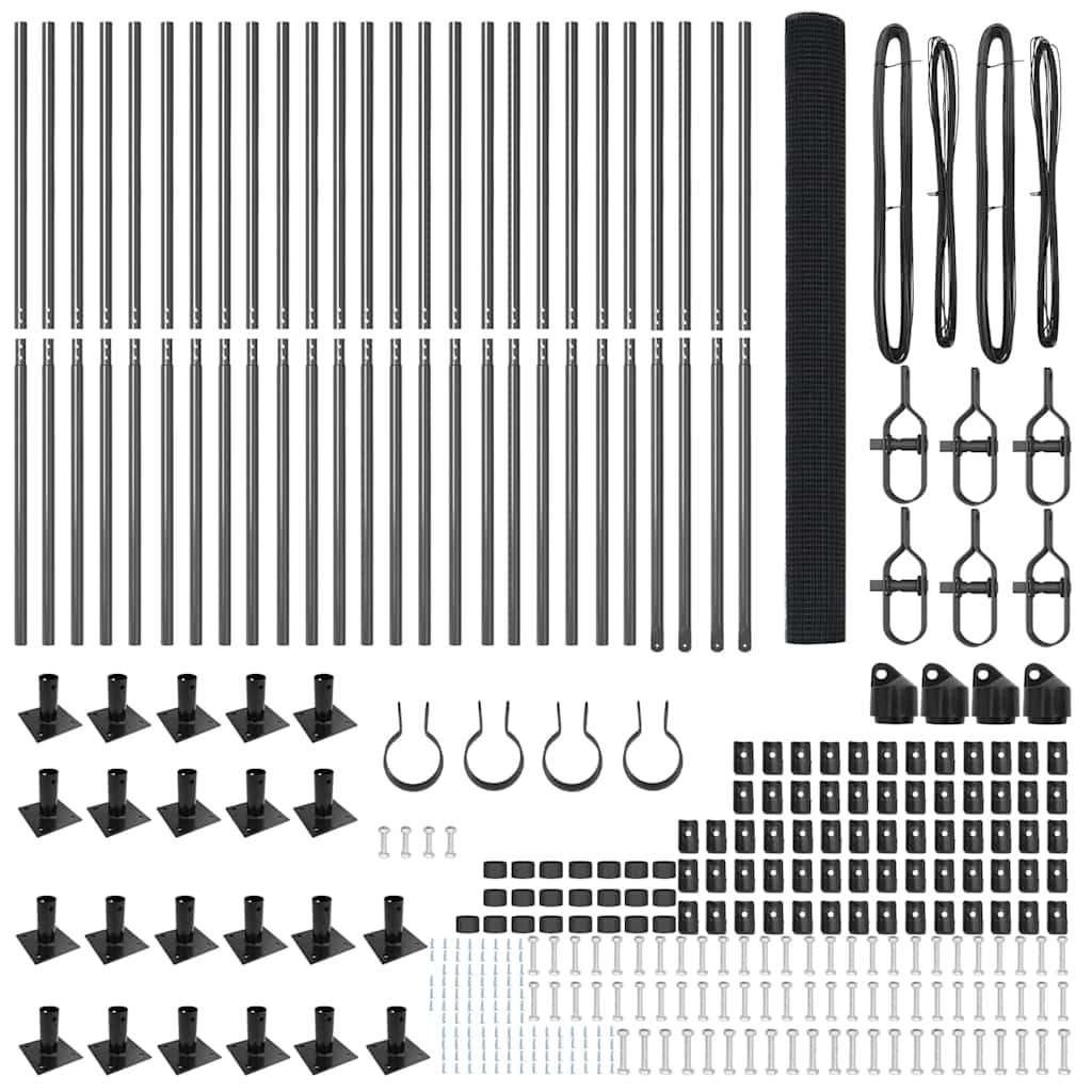 Fence Post Grey 50 x 1.5 m (16 x 16 mm mesh) Steel and PVC
