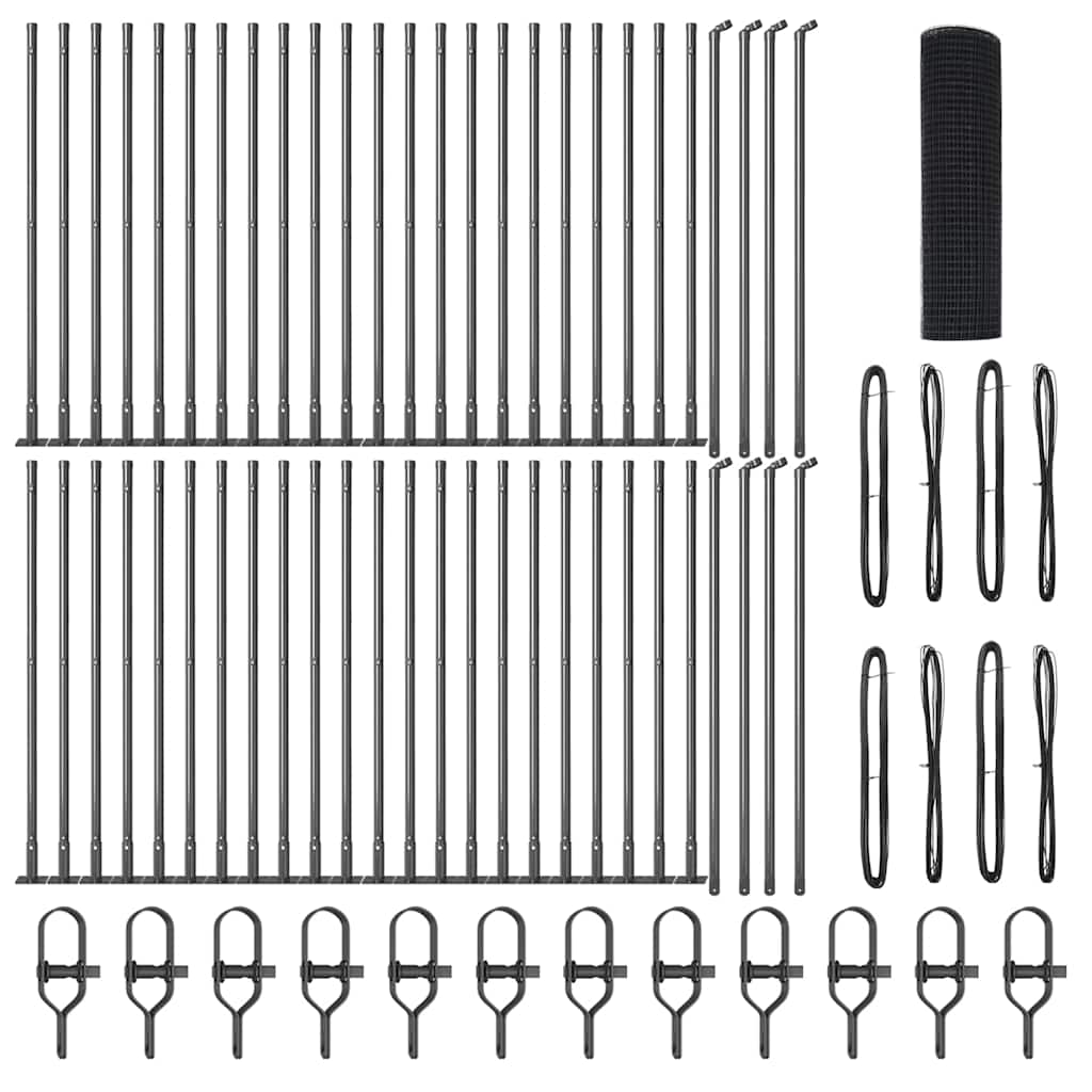 Fence Post Grey 100 x 0.5 m (12 x 12 mm mesh) Steel and PVC