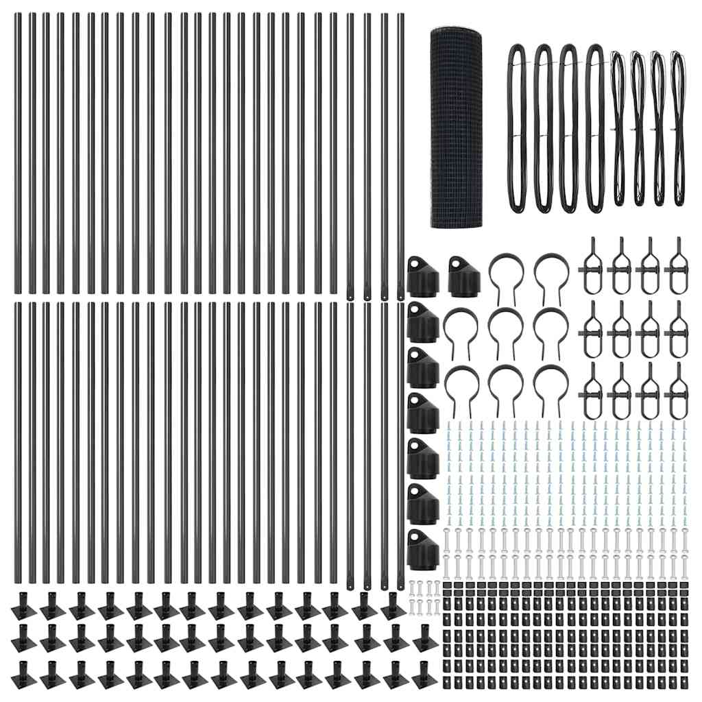 Fence Post Grey 100 x 0.6 m (19 x 19 mm mesh) Steel and PVC