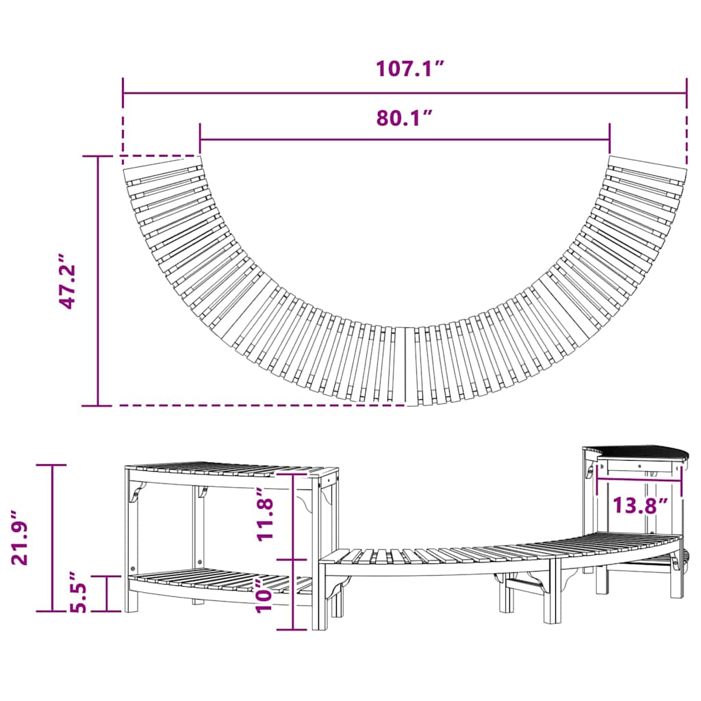 Hot Tub Surround Half-Round Brown 272 x 120 x 55.5 cm