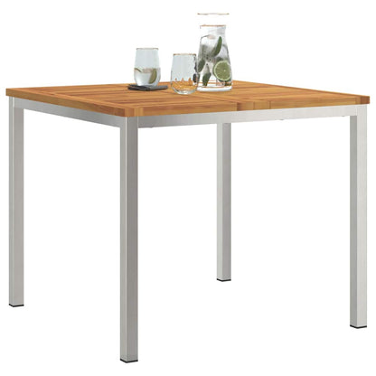 Dining Table 90x90x75 cm Solid Acacia Wood and Stainless Steel