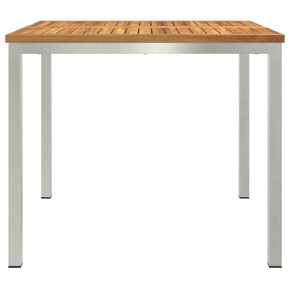 Dining Table 90x90x75 cm Solid Acacia Wood and Stainless Steel