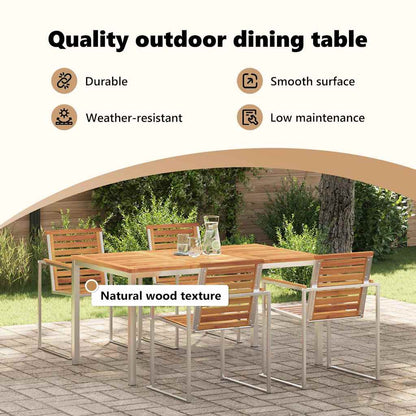Dining Table 150x90x75 cm Solid Acacia Wood and Stainless Steel