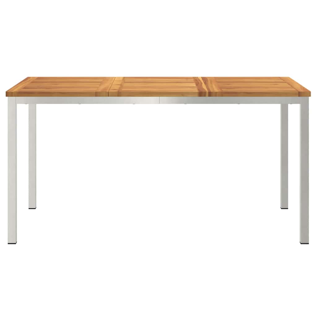 Dining Table 150x90x75 cm Solid Acacia Wood and Stainless Steel