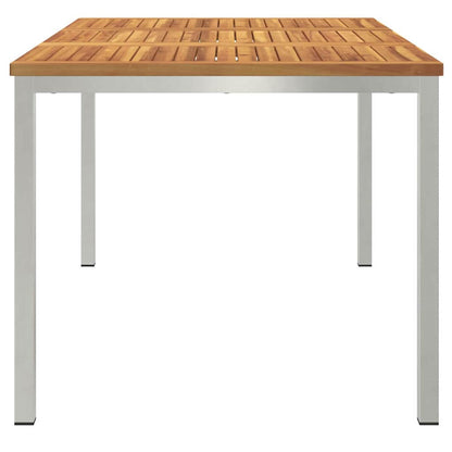 Dining Table 150x90x75 cm Solid Acacia Wood and Stainless Steel