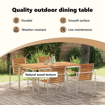 Dining Table 150x90x75 cm Solid Teak Wood and Stainless Steel