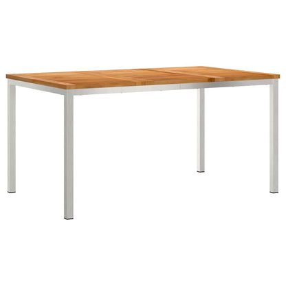 Dining Table 150x90x75 cm Solid Teak Wood and Stainless Steel