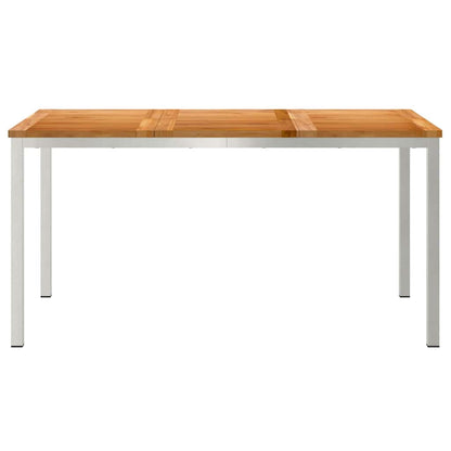 Dining Table 150x90x75 cm Solid Teak Wood and Stainless Steel
