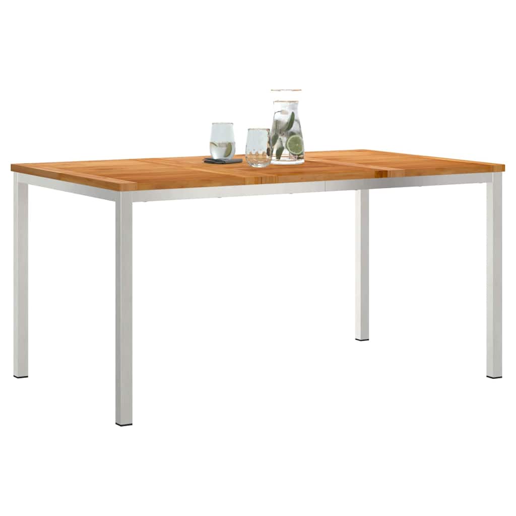 Dining Table 150x90x75 cm Solid Teak Wood and Stainless Steel