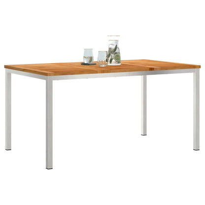 Dining Table 150x90x75 cm Solid Teak Wood and Stainless Steel