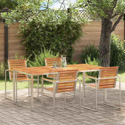 Dining Table 180x90x75 cm Solid Acacia Wood and Stainless Steel