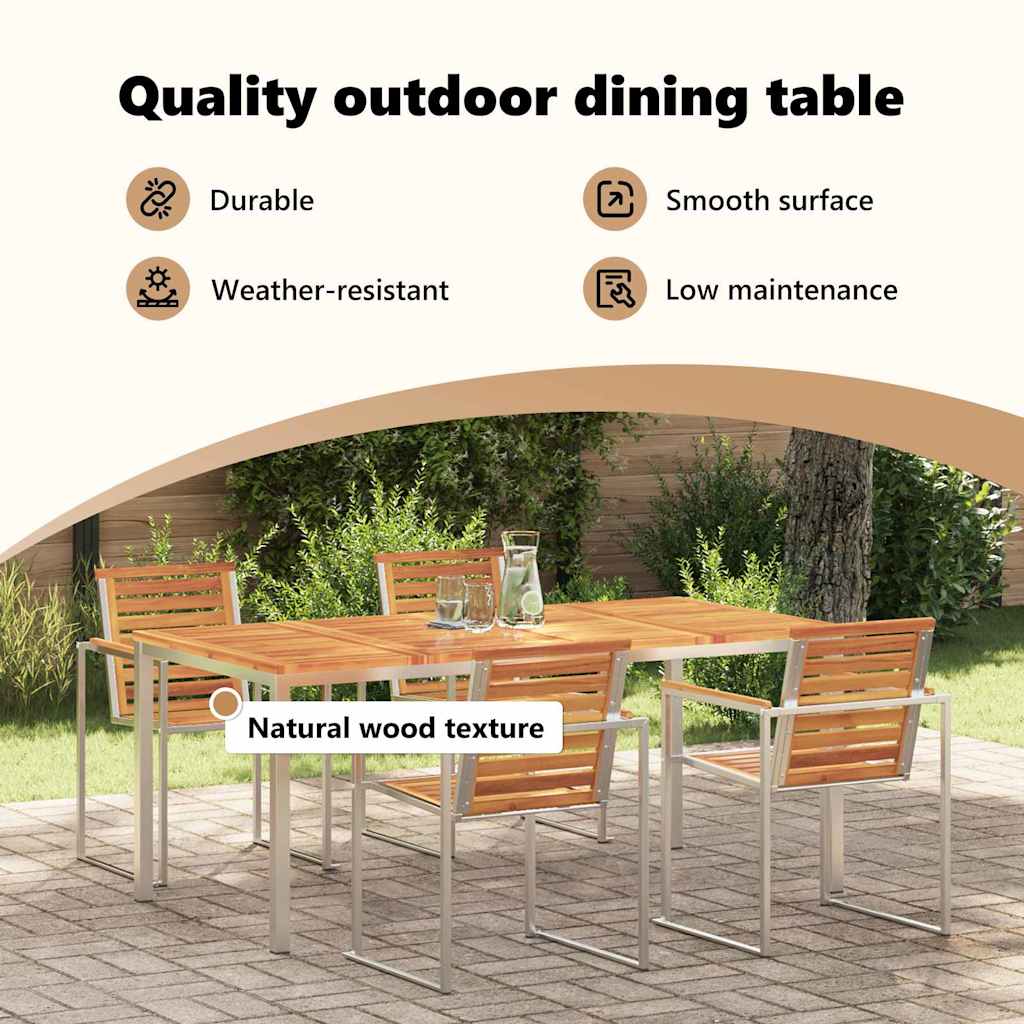 Dining Table 180x90x75 cm Solid Acacia Wood and Stainless Steel