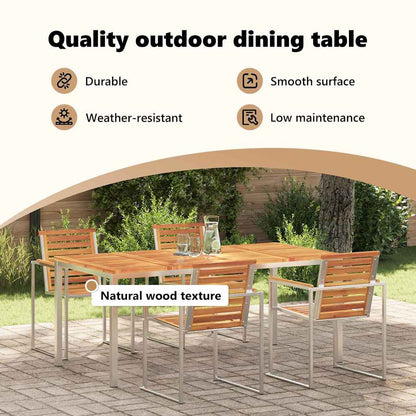 Dining Table 180x90x75 cm Solid Acacia Wood and Stainless Steel