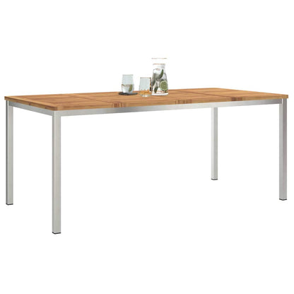 Dining Table 180x90x75 cm Solid Acacia Wood and Stainless Steel