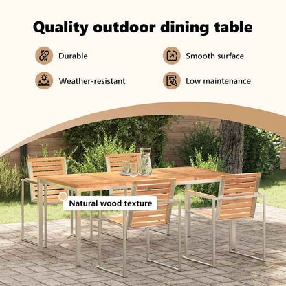 Dining Table 180x90x75 cm Solid Teak Wood and Stainless Steel