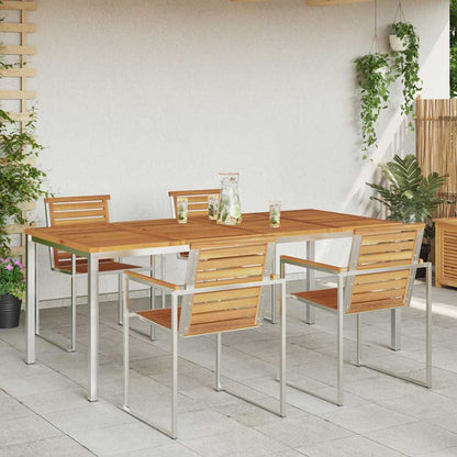 Dining Table 200x90x75 cm Solid Acacia Wood and Stainless Steel
