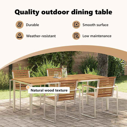 Dining Table 200x90x75 cm Solid Acacia Wood and Stainless Steel