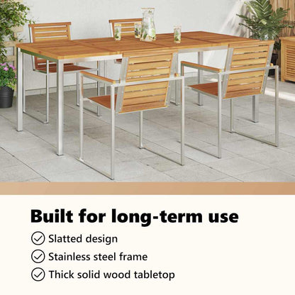 Dining Table 200x90x75 cm Solid Acacia Wood and Stainless Steel