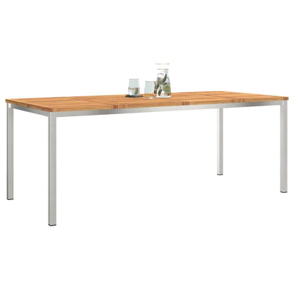 Dining Table 200x90x75 cm Solid Acacia Wood and Stainless Steel