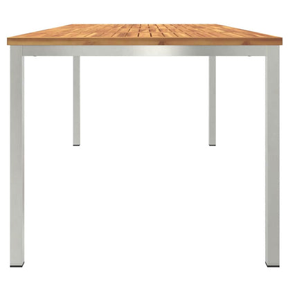 Dining Table 200x90x75 cm Solid Acacia Wood and Stainless Steel