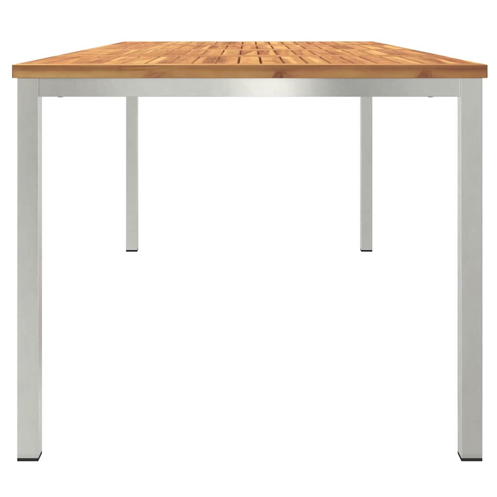 Dining Table 200x90x75 cm Solid Acacia Wood and Stainless Steel