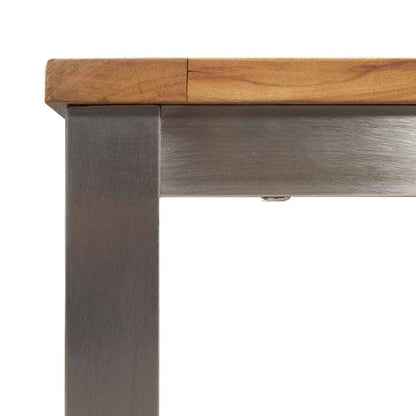 Dining Table 200x90x75 cm Solid Teak Wood and Stainless Steel