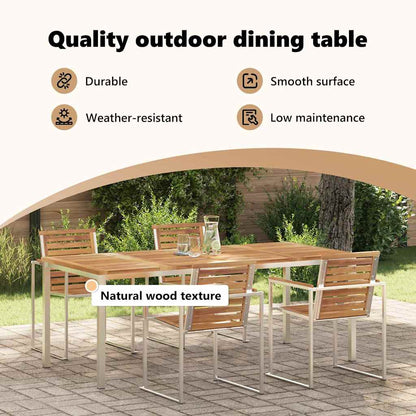 Dining Table 200x90x75 cm Solid Teak Wood and Stainless Steel