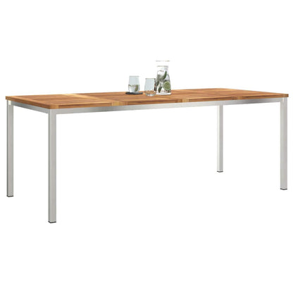 Dining Table 200x90x75 cm Solid Teak Wood and Stainless Steel
