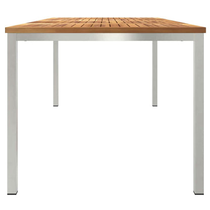 Dining Table 200x90x75 cm Solid Teak Wood and Stainless Steel