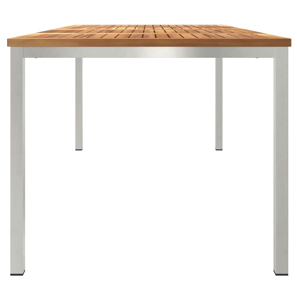 Dining Table 200x90x75 cm Solid Teak Wood and Stainless Steel