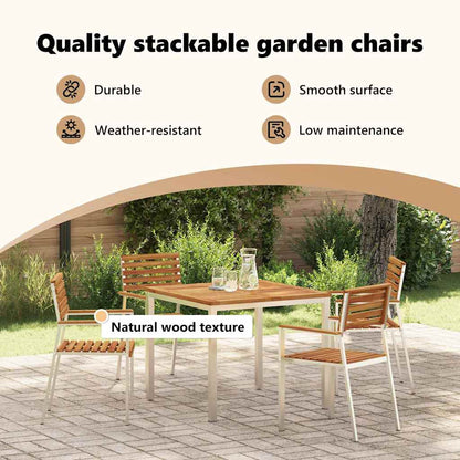 Garden Chair 4 pcs Solid Acacia Wood and Stainless Steel